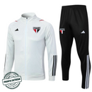 [P.E] Conjunto São Paulo Branco e Preto Zíper Longo (P)