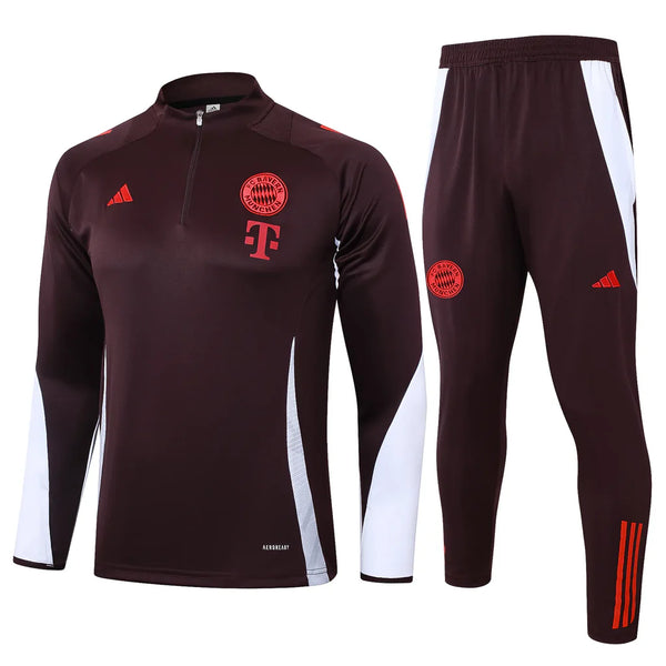 Conjunto Bayern de Munique Zíper Curto Treino Vinho 2024/25