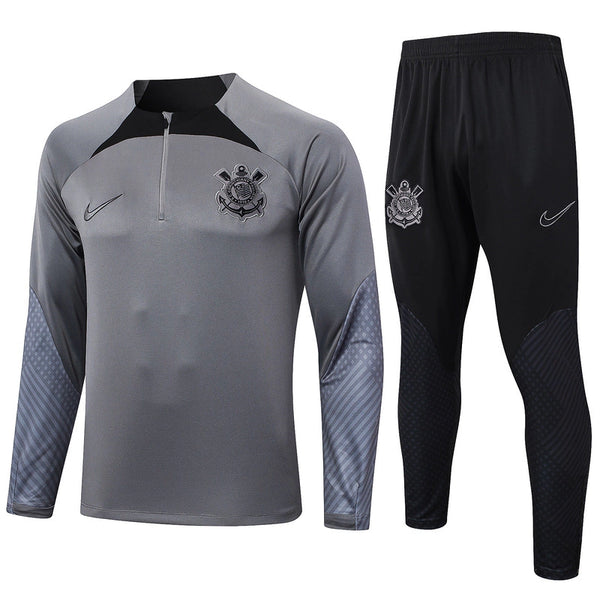 Conjunto Timão Ziper Curto Treino Cinza