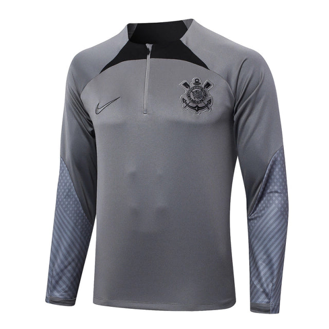 Conjunto Timão Ziper Curto Treino Cinza